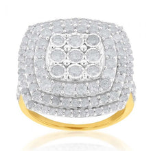 Load image into Gallery viewer, Sterling Silver and 9ct Yellow Gold 3 Carat Diamond Cluster Ring