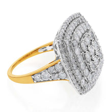 Load image into Gallery viewer, Sterling Silver and 9ct Yellow Gold 3 Carat Diamond Cluster Ring