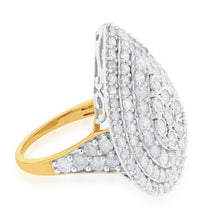 Load image into Gallery viewer, Sterling Silver and 9ct Yellow Gold 4 Carat Diamond Pear Shaped Cluster Ring