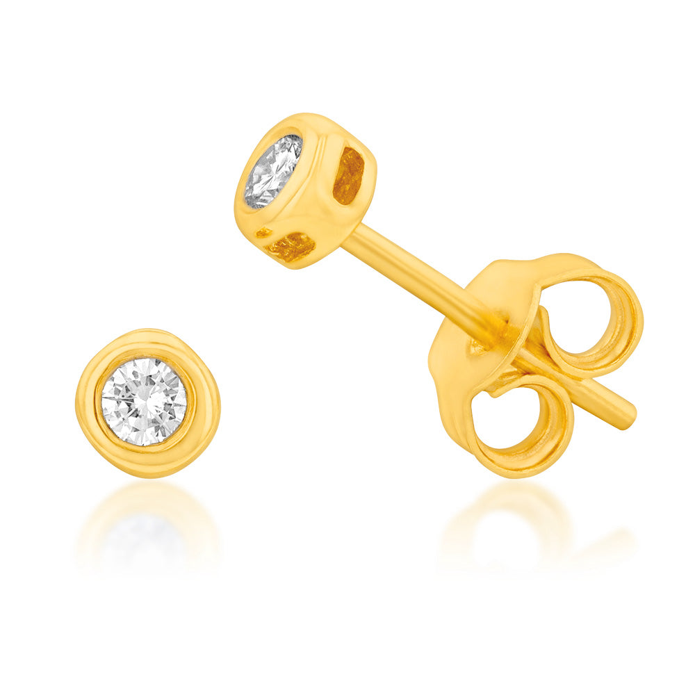 1/10 Carat Diamond Stud Earrings in 9ct Yellow Gold