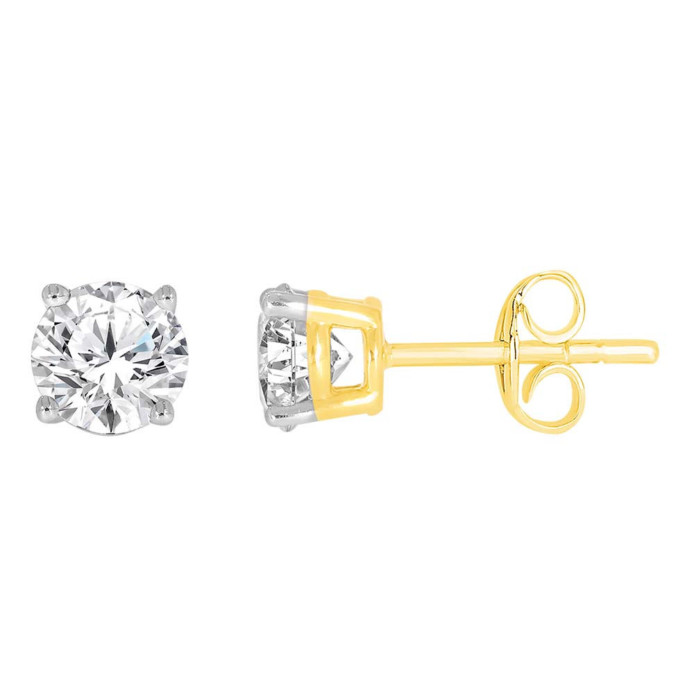 9ct Yellow Gold 1 Carat Solitaire Diamond Stud Earrings