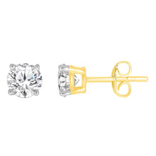 Load image into Gallery viewer, 9ct Yellow Gold 1 Carat Solitaire Diamond Stud Earrings