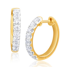 Load image into Gallery viewer, Flawless Cut 9ct Yellow Gold Diamond Hoop Earrings (TW=50-54pt)