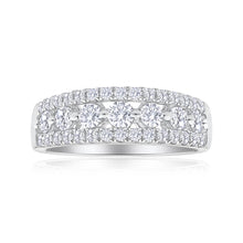 Load image into Gallery viewer, Flawless Cut 18ct White Gold Diamond Ring With 7 Centre Diamonds (TW=1CT)