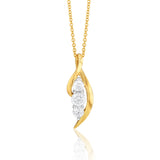 Flawless Cut 1/4 Carat Diamond Trilogy Pendant in 9ct Yellow Gold on 45cm Chain