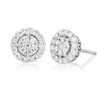 Load image into Gallery viewer, Flawless Cut 9ct White Gold 5/8 Carat Diamond Stud Earrings