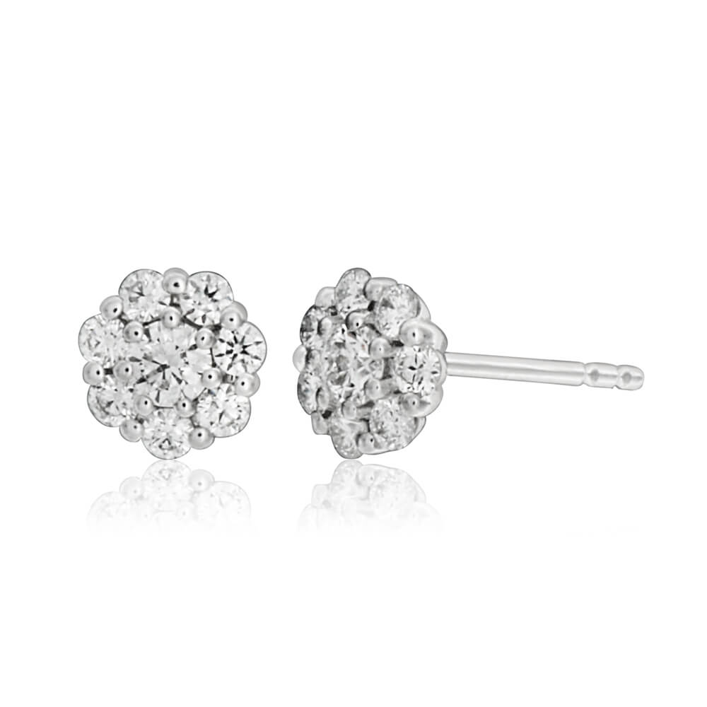 Flawless Cut 9ct White Gold Claw Diamond Stud Earrings (TW35-39pt)
