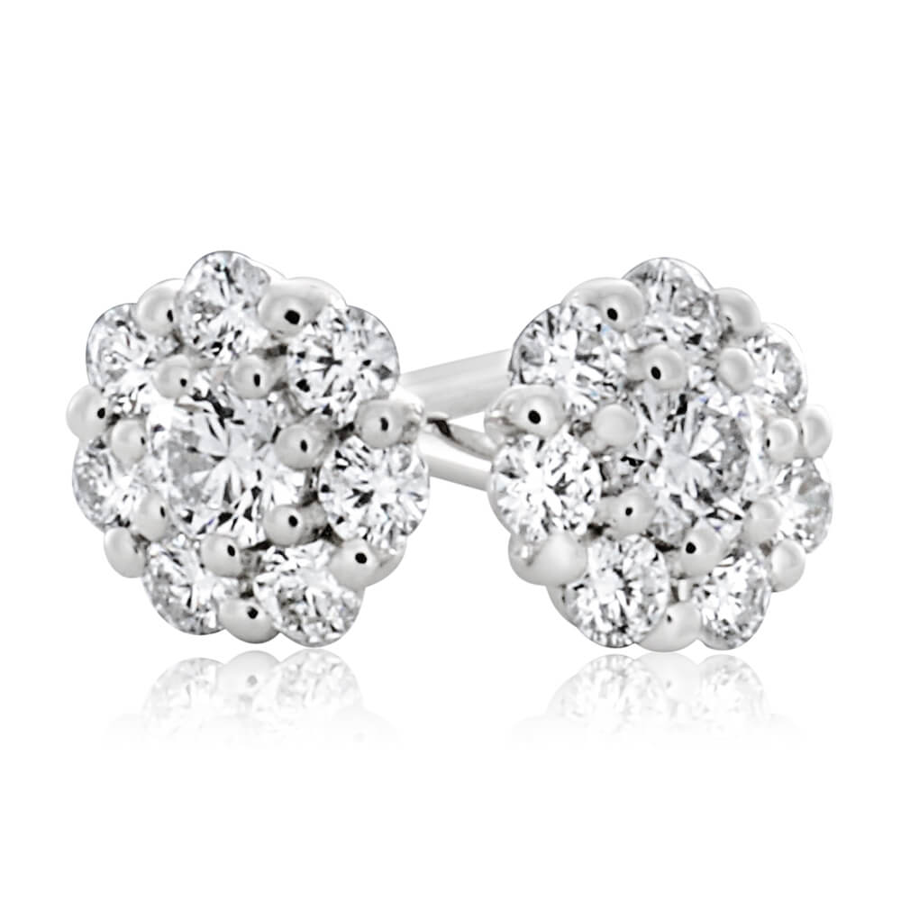 Flawless Cut 9ct White Gold Claw Diamond Stud Earrings (TW35-39pt)
