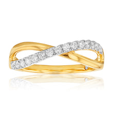 Load image into Gallery viewer, Flawless 1/4 Carat Diamond Infinity Ring in 9ct Yellow Gold