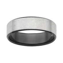 Load image into Gallery viewer, Flawless Cut Titanium and Zirconium Flat Bevelled Brushed Finished 7mm Ring