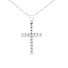 Load image into Gallery viewer, Flawless 9ct White Gold Cross Pendant (TW=1/4 carat)