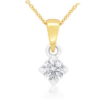 Load image into Gallery viewer, Flawless 9ct Yellow Gold Solitaire Pendant on a 45cm chain (15 Points)