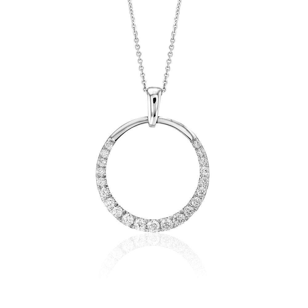 Flawless Cut 18ct White Gold Diamond Graduated Circle Of Life Pendant With Chain