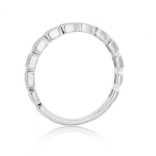 Load image into Gallery viewer, Memoire 18ct White Gold Vintage Round and Flat Hexagon Stack Ring with 18 Diamonds