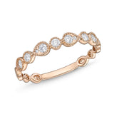 Memoire 18ct Rose Gold 1/5 Carat Diamond Vintage Round & Illusion Pear Stack Ring