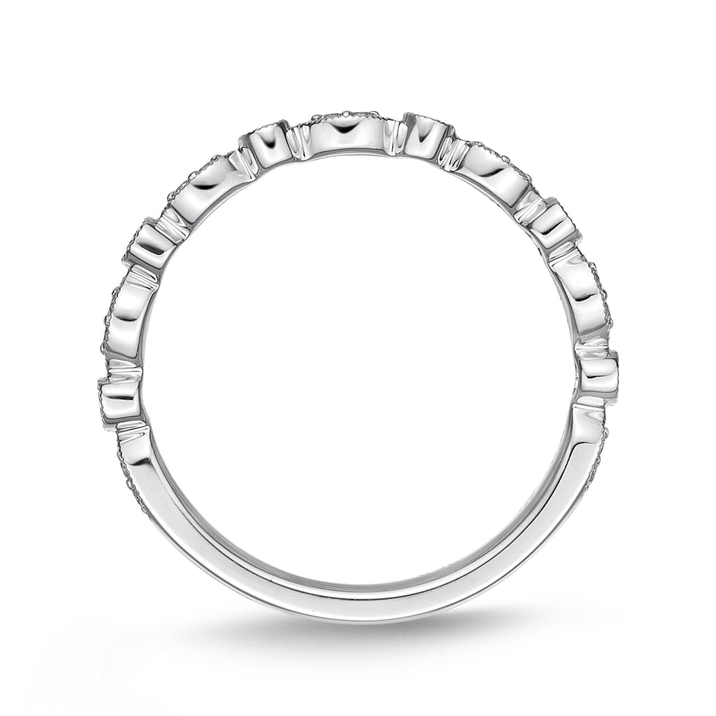 18ct White Gold 0.15 Carat Diamond Vintage Round & Illusion Marquise Stack Ring
