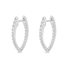 Load image into Gallery viewer, Memoire 18ct White Gold 3/4 Carat Diamond Imperial Hoop Earrings 22X14mm