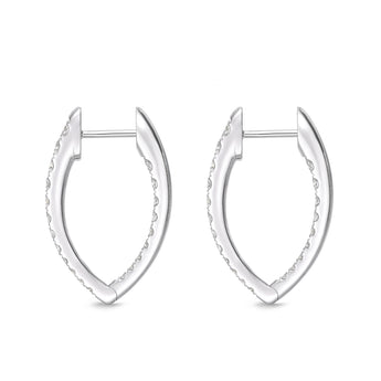 Memoire 18ct White Gold 3/4 Carat Diamond Imperial Hoop Earrings 22X14mm