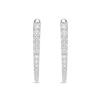 Memoire 18ct White Gold 3/4 Carat Diamond Imperial Hoop Earrings 22X14mm