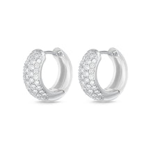 Load image into Gallery viewer, Memoire 18ct White Gold 0.80 Carat Diamond Pave Huggies 13x13mm