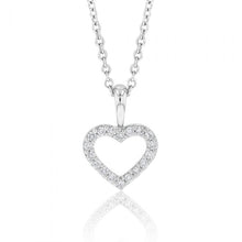 Load image into Gallery viewer, Memoire 18ct White Gold 0.12 Carat Diamond Open Heart Pendant with Chain