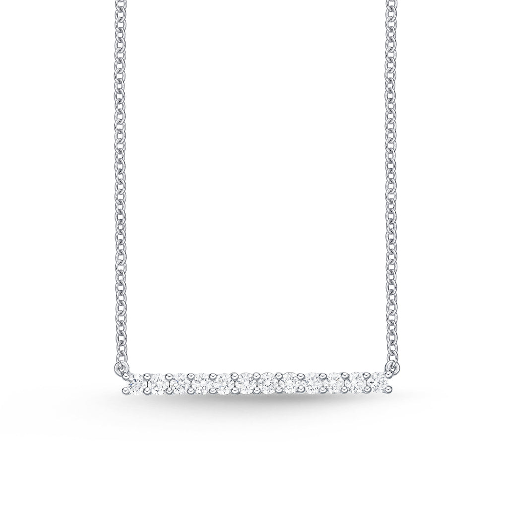 Memoire 18ct White Gold 0.30 Carat Diamond Horizontal Bar Necklace 45cm