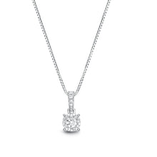 Load image into Gallery viewer, Memoire 18ct White Gold 1/3 Carat Diamond Bale 4 Prong Pendant with Chain