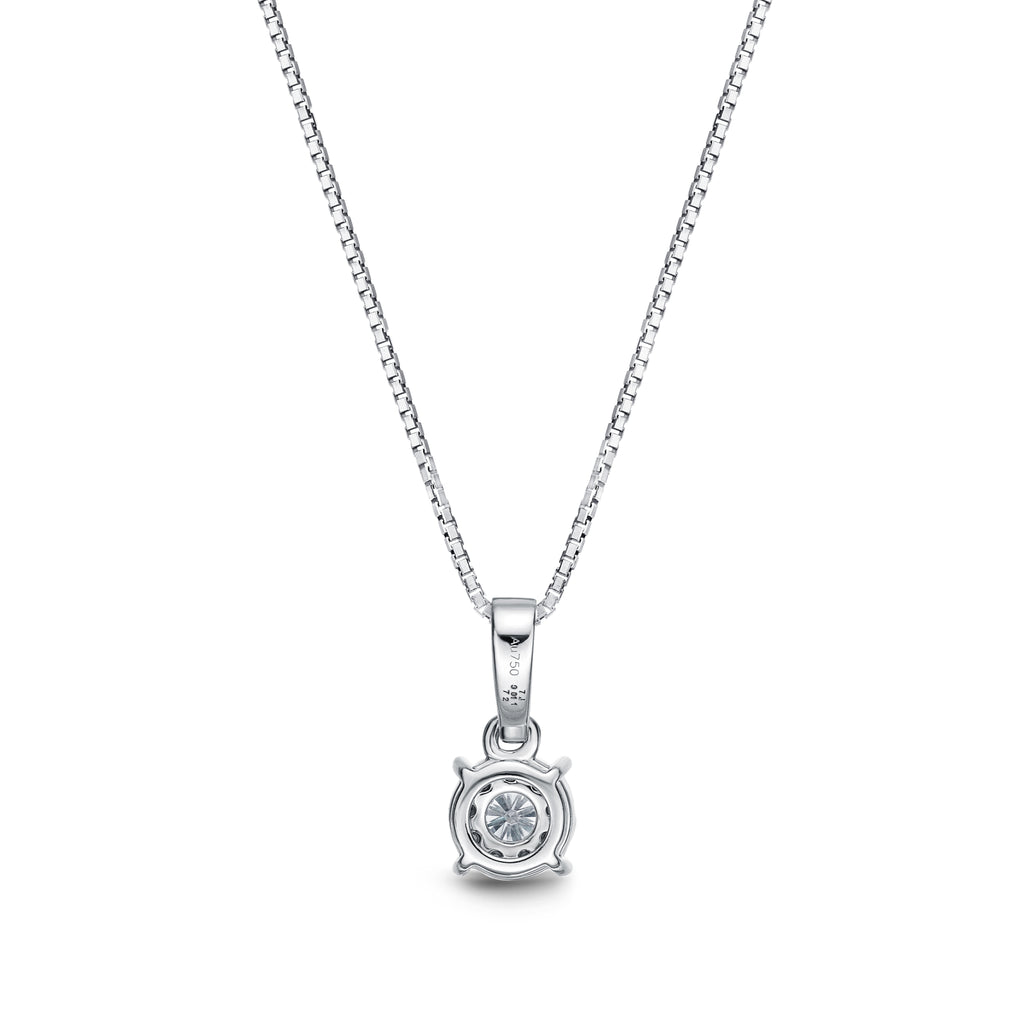 Memoire 18ct White Gold 1/3 Carat Diamond Bale 4 Prong Pendant with Chain