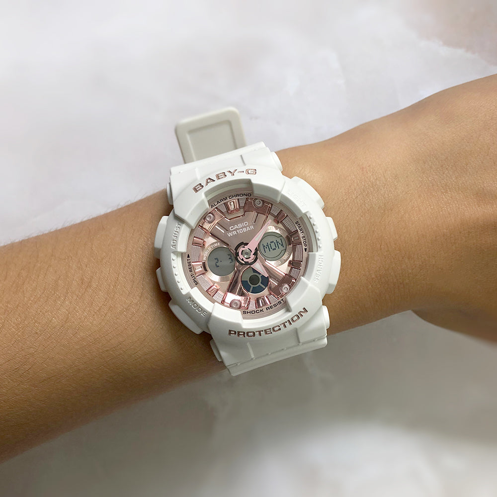 Baby-G BA-130-7A1DR White Resin Watch