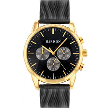 Load image into Gallery viewer, Harison Black &amp; Gold Men&#39;s Watch *Imitation Sub Dials*