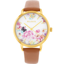 Load image into Gallery viewer, Ellis &amp; Co Gold Tone Floral Womens Watch