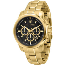 Load image into Gallery viewer, Maserati R8873621013 Successo Black Chronograph Gold Tone Mens Watch