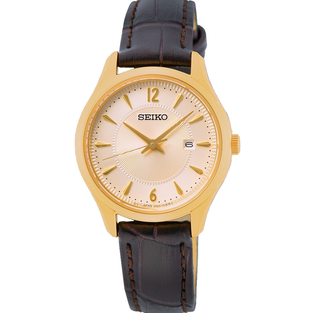Seiko SUR478P Brown Leather Womens Watch