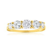 Load image into Gallery viewer, 9ct Yellow Gold Cubic Zirconia 5 Stone Graduated Ring