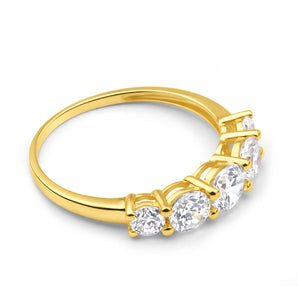 Cubic Zirconia 5 Stone Graduated Ring in 9ct Yellow Gold