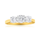 Cubic Zirconia Trilogy Ring in 9ct Yellow Gold