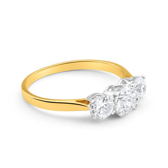 Cubic Zirconia Trilogy Ring in 9ct Yellow Gold