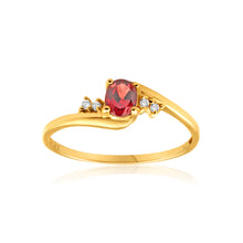 Load image into Gallery viewer, 9ct Yellow Gold Cubic Zirconia + Garnet Ring