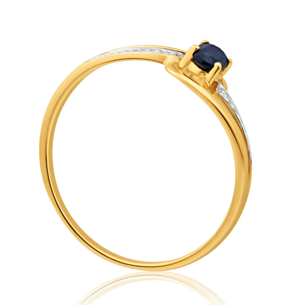 9ct Yellow Gold Alluring Natural Black Sapphire Ring