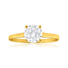 Load image into Gallery viewer, 9ct Yellow Gold 6mm Brilliant Cut Cubic Zirconia 4 Claw Ring