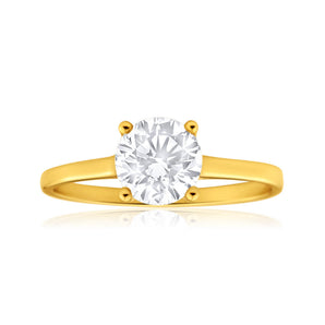 Cubic Zirconia 4 Claw Ring 9ct Yellow Gold