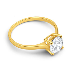 Cubic Zirconia 4 Claw Ring 9ct Yellow Gold