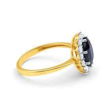 Load image into Gallery viewer, 9ct Yellow Gold Natural Sapphire + Zirconia Ring