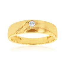 Load image into Gallery viewer, 9ct Yellow Gold Round Cubic Zirconia Gents Ring