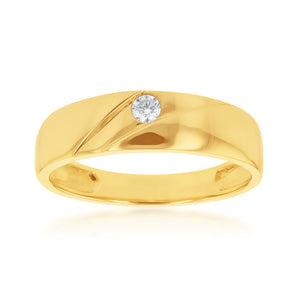 Cubic Zirconia Gents Ring in 9ct Yellow Gold
