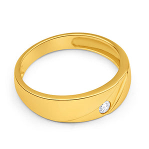 Cubic Zirconia Gents Ring in 9ct Yellow Gold