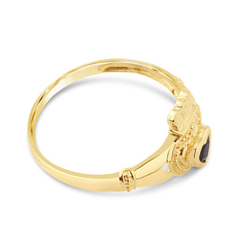 9ct Yellow Gold Natural Sapphire Claddagh Ring