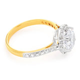 9ct Yellow Gold & White Gold Cubic Zirconia Solitaire Fancy Ring