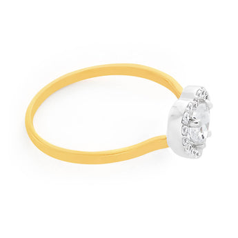 9ct Yellow Gold & White Gold Cubic Zirconia Heart Halo Ring