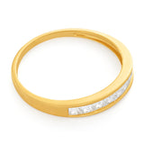 9ct Yellow Gold Princess Cut Channel Set Cubic Zirconia Ring
